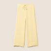 Pantalon large taille haute jaune pastel femme