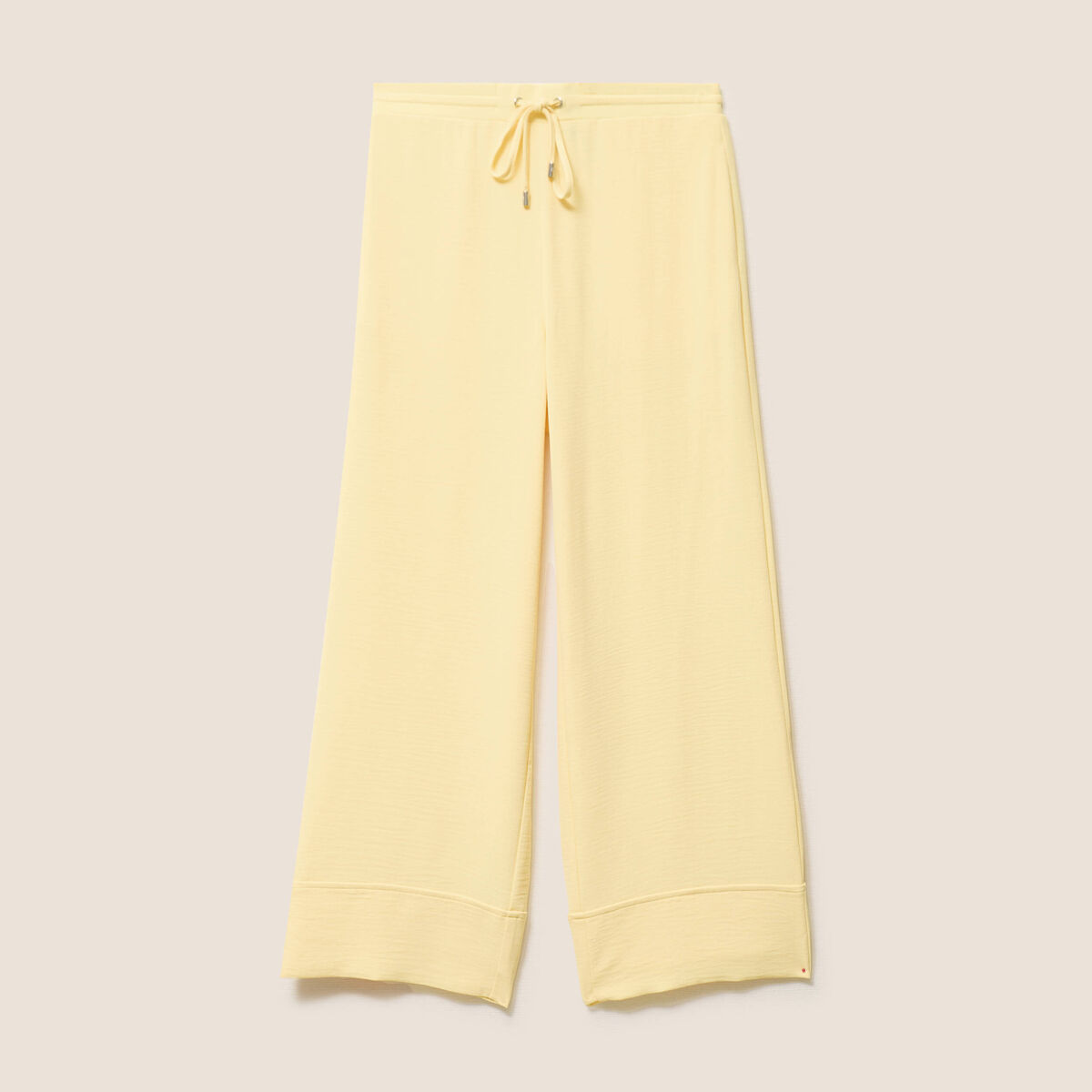 Pantalon large taille haute jaune pastel femme