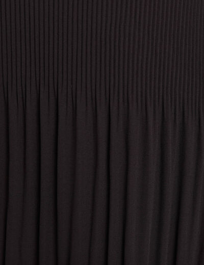 Robe évasée fluide plissée noir femme