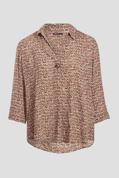 Blouse manches 3/4 ecru femme