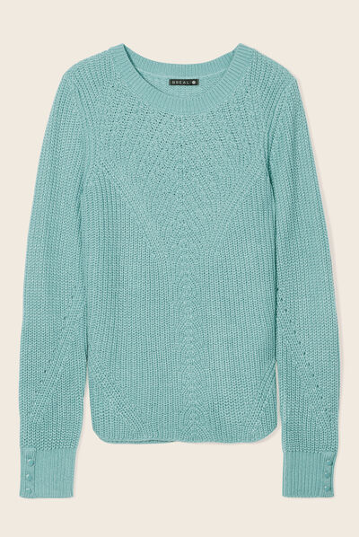 Pull manches longues bleu canard femme