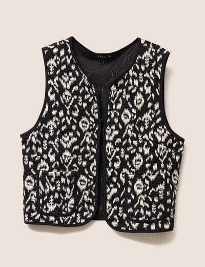 Gilet droit court sans manches noir femme
