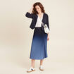 Jupe midi patineuse pliss&eacute;e bleu ciel femme