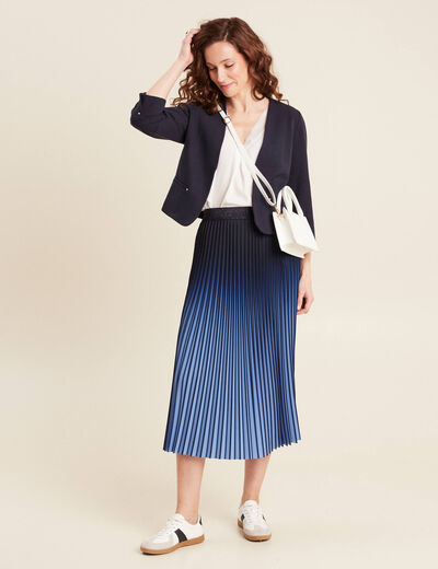 Jupe midi patineuse plissée bleu ciel femme