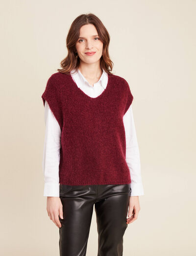 Pull sans manches bordeaux femme