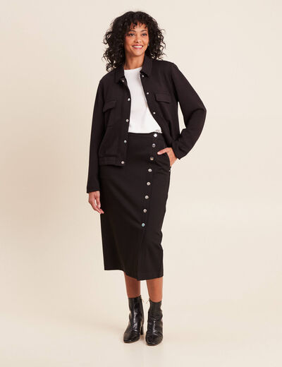 Jupe en maille doubl&eacute;e noir femme