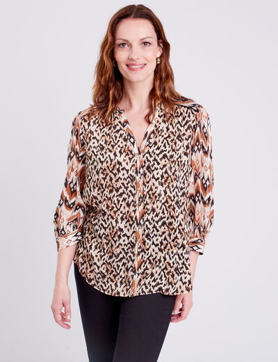 Chemise manches longues beige femme