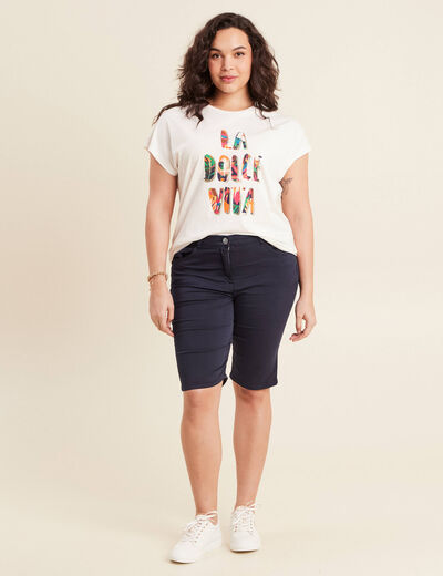 T-shirt manches courtes ecru femme