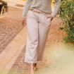 Pantalon large 7/8ème à pinces ivoire femme