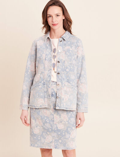 Veste longue droite manches longues rose femme