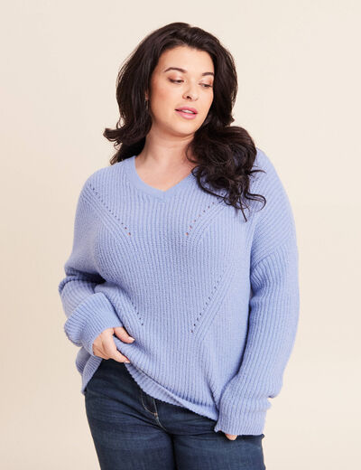 Pull manches longues bleu ciel femme
