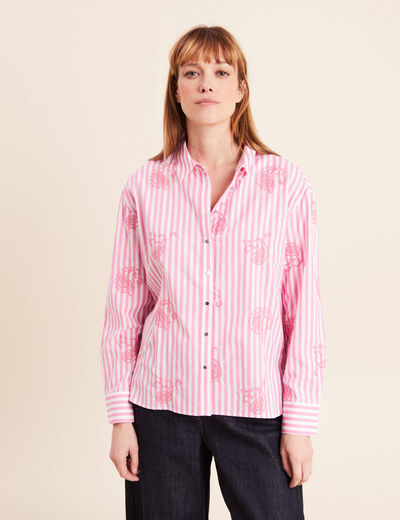 Chemise manches longues fluide rose femme
