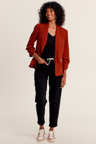 Veste esprit tailleur ajustée bordeaux femme