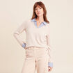 T-shirt effet 2 en 1 col chemise creme femme