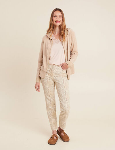 Pantalon 7/8ème taille haute beige femme