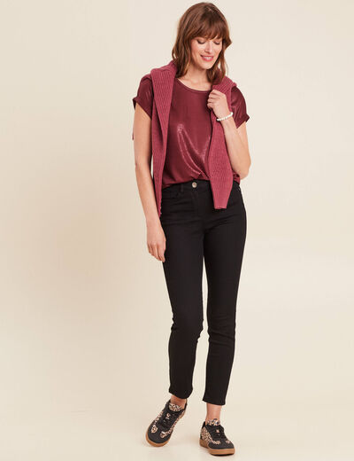 T-shirt manches courtes bordeaux femme