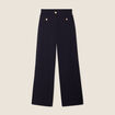 Pantalon droit taille haute bleu foncé femme