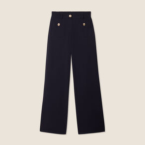 pantalon droit taille haute bleu fonce femme Pantalon droit taille haute bleu foncé femme