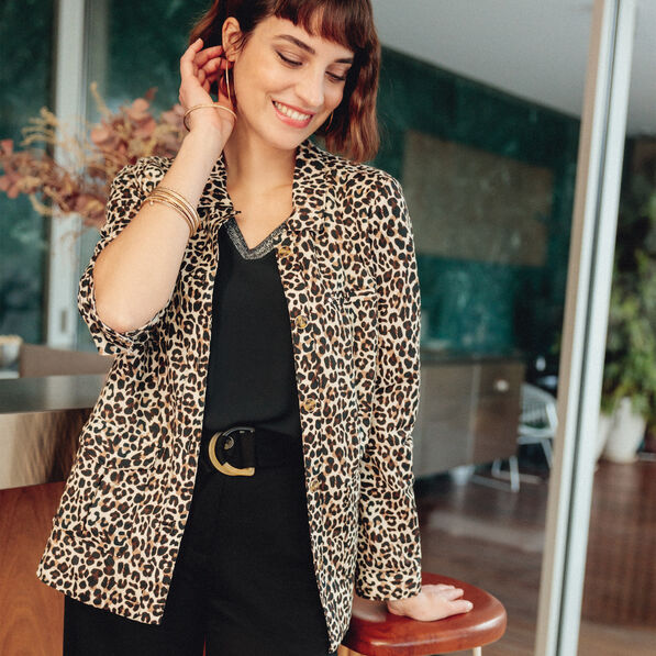 Veste boutonnée beige femme