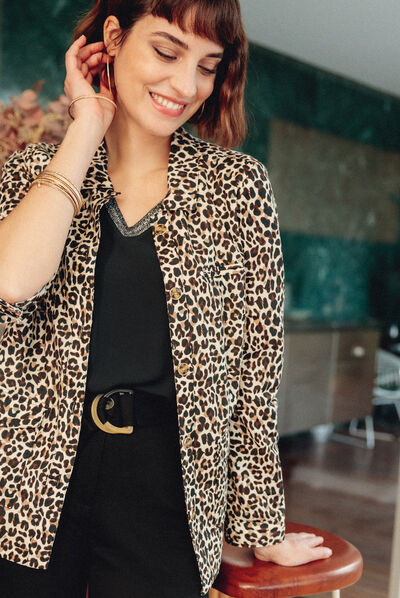 Veste boutonnée beige femme