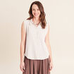 Chemise sans manches col chemise fluide taupe femme