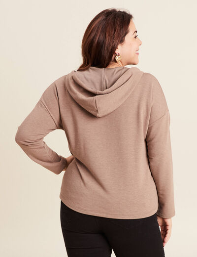 Sweat à capuche taupe femme
