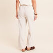 Pantalon large taille haute taupe femme