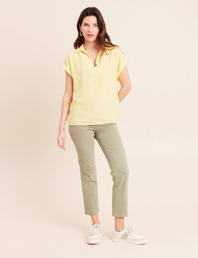 Jean coupe droite 7/8&egrave;me vert clair femme