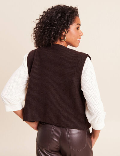 Gilet sans manches marron fonc&eacute; femme
