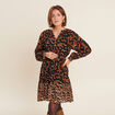 Robe imprimée évasée fluide femme noir femme