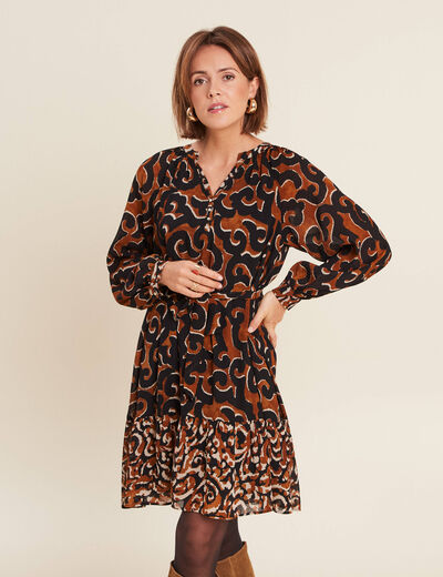 Robe imprimée évasée fluide femme noir femme