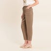 Pantalon mom 7/8&egrave;me en coton vert kaki femme