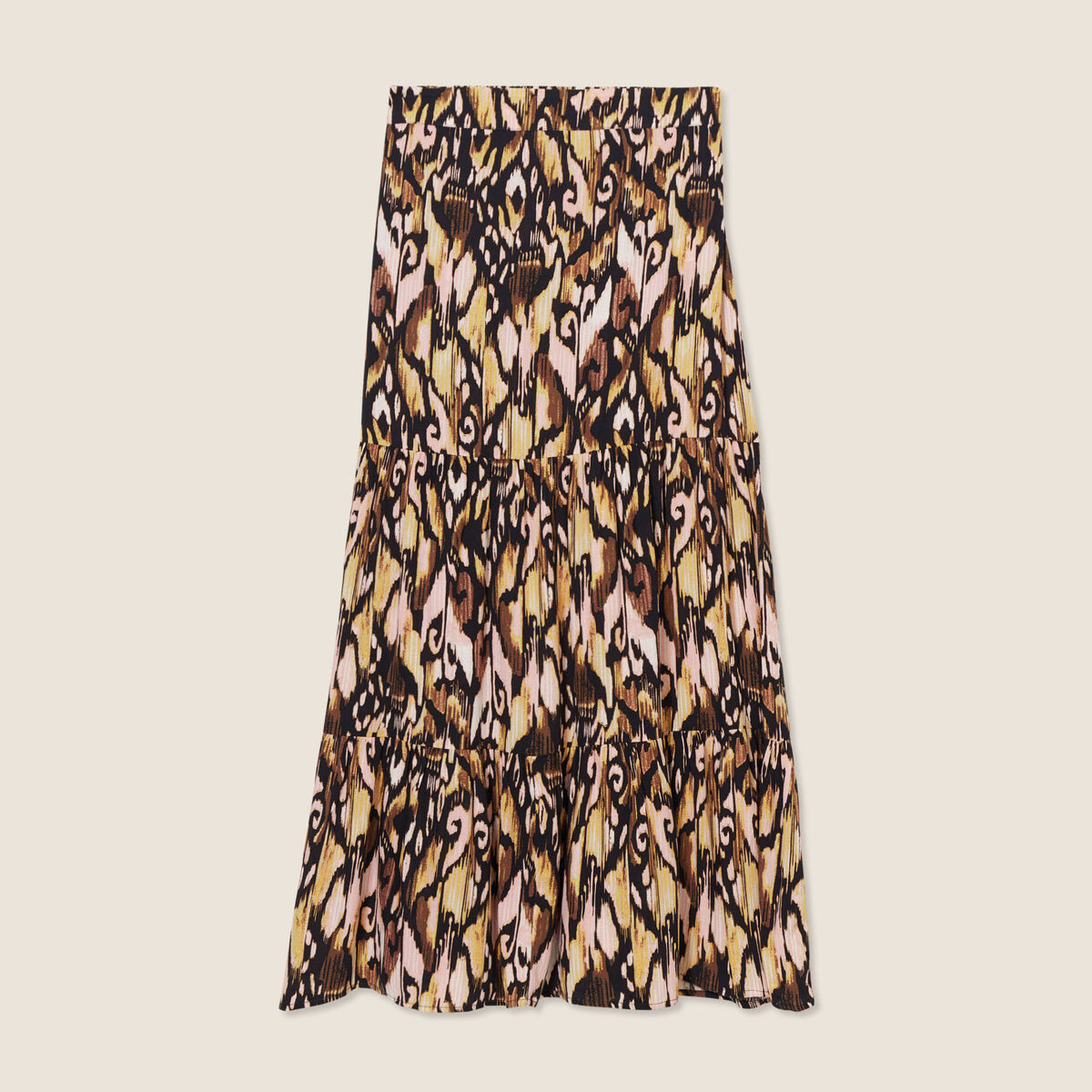 Jupe midi droite fluide noir femme