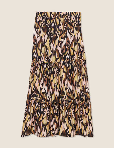 Jupe midi droite fluide noir femme