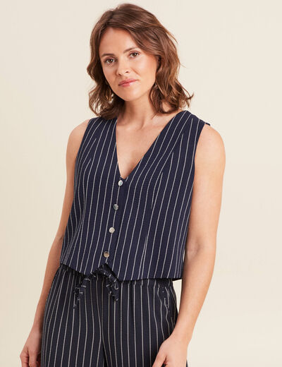 Gilet ajusté sans manches bleu foncé femme