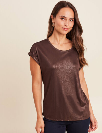 T-shirt manches courtes marron femme