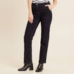 Jean droit taille haute long denim brut femme