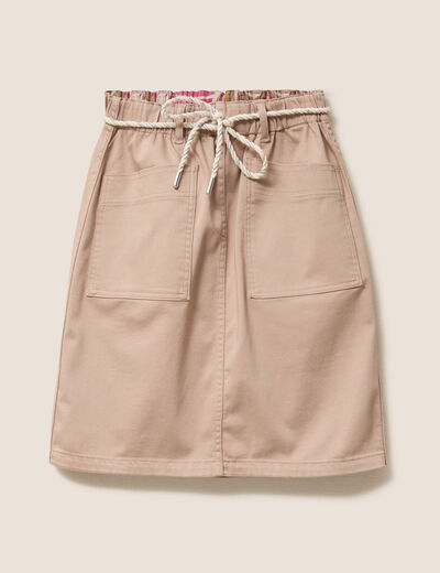 Jupe droite r&eacute;versible marron femme