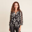 Blouse manches 3/4 noir femme