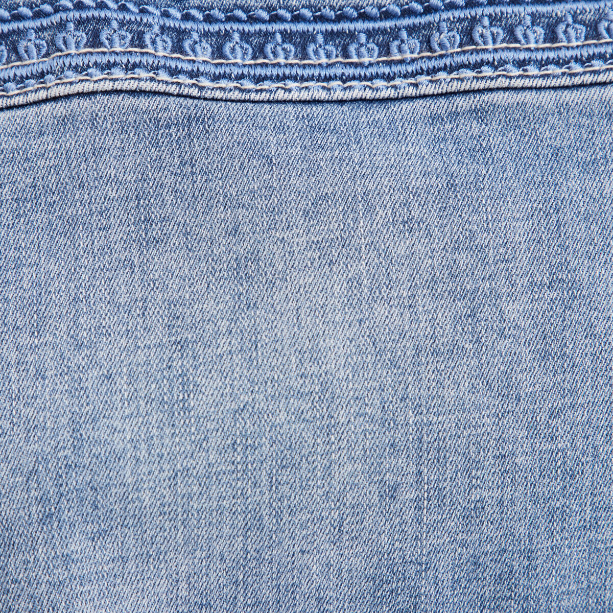 Robe droite brodée en jean denim double stone femme