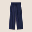 Pantalon large bleu marine femme