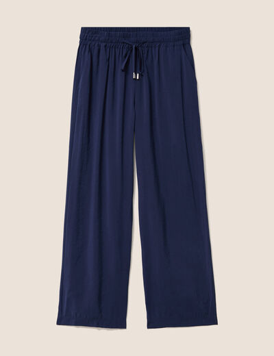 Pantalon large bleu marine femme