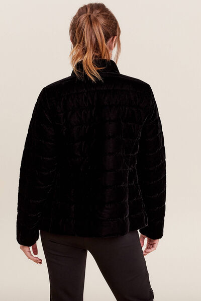 Doudoune ajustée velours noir femme