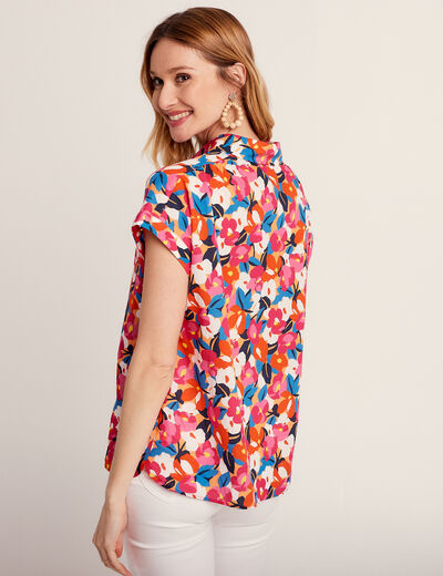 Chemise manches courtes orange femme