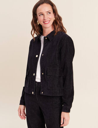 Veste courte droite denim brut femme