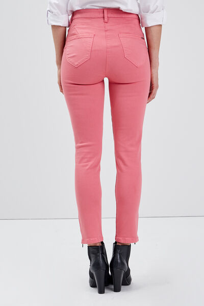 Pantalon ajusté taille haute rose femme