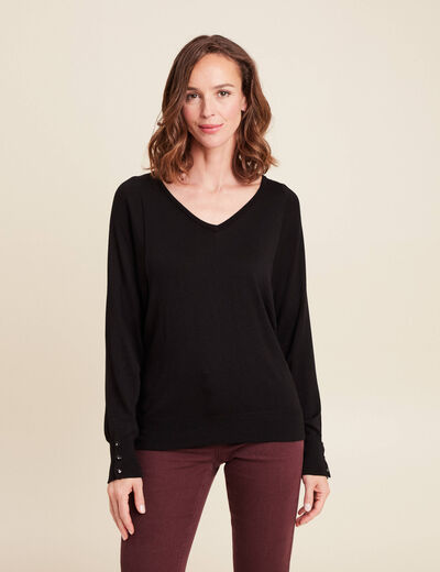 Pull manches longues noir femme