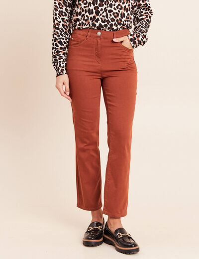 Pantalon magique Le L&eacute;ger coupe droite marron fonc&eacute; femme