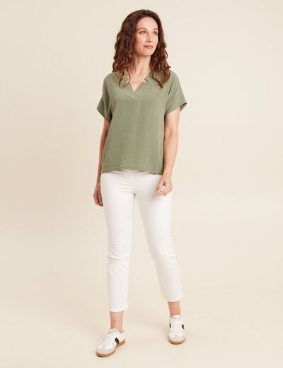Blouse fluide manches courtes vert clair femme