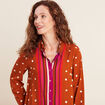 Chemise manches longues marron cognac femme